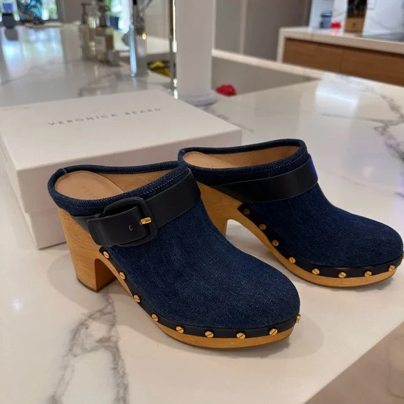 VERÓNICA BEARD BLUE SUADE CLOGS size 8.5 - Picture 4 of 7